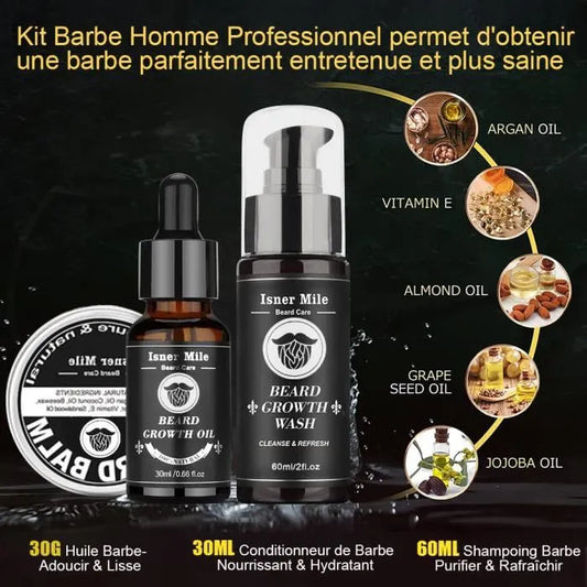 Kit BarbePro™ – Soin Complet pour une Barbe Propre, Dense et Stylée